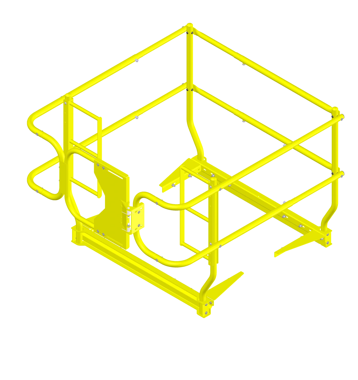Updated 2026 roof hatch guardrail assembly; 36X series with standard extension and same-side gate shown
