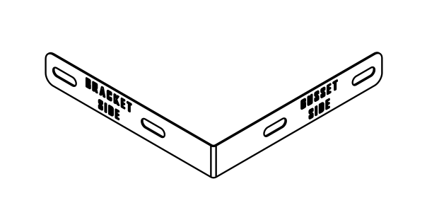 Included roof hatch predrill hole-location template with bracket-side and gusset-side markings
