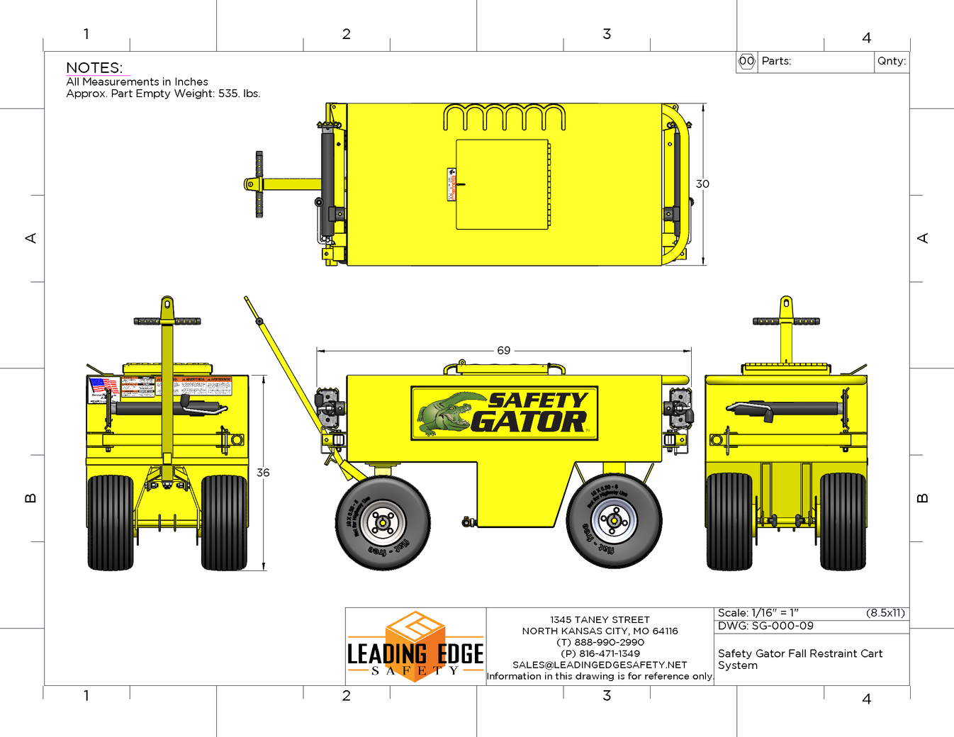 Safety Gator Mobile Fall Protection Cart Leading Edge Safety