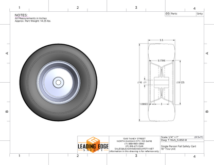 16 x 6.50 - 8" Flat Free Tire
